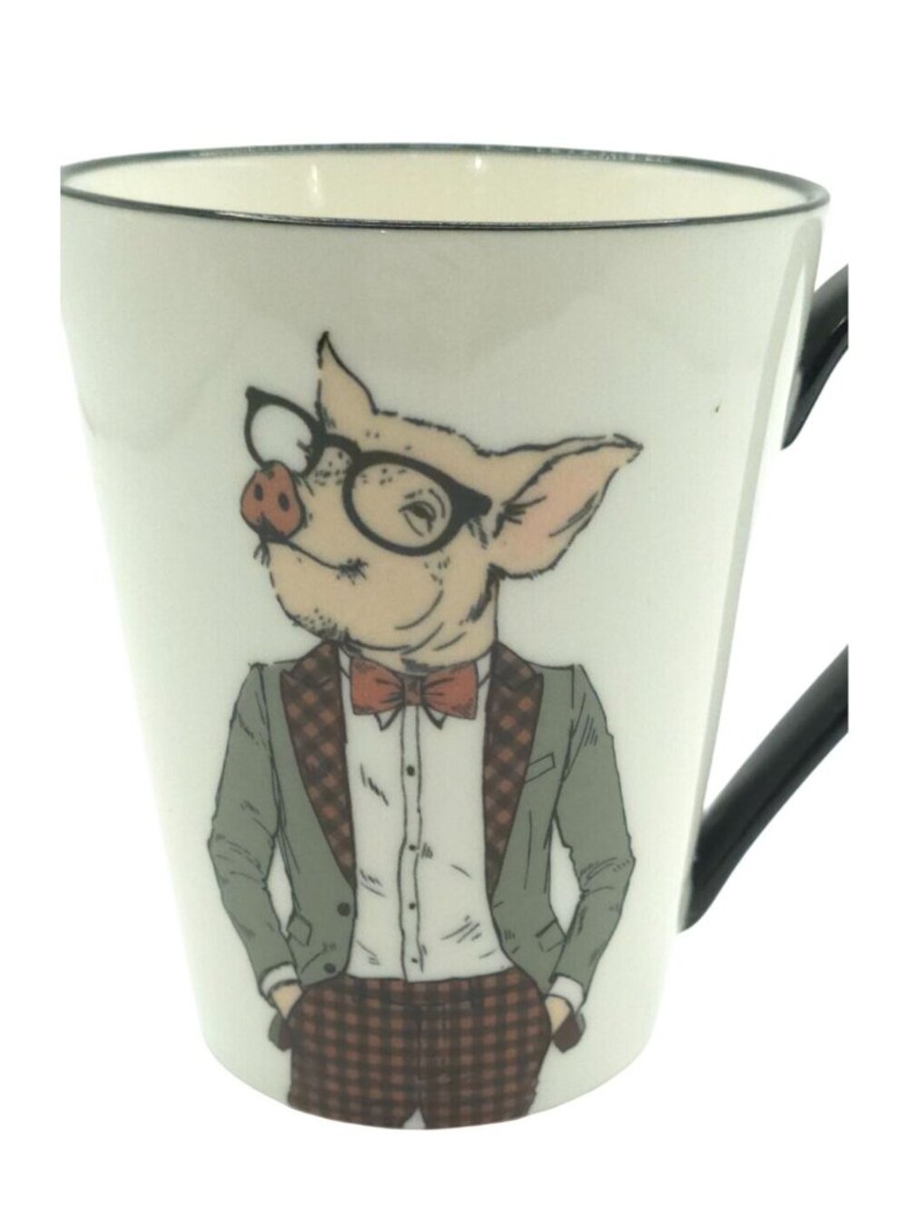 Dapper Pig In Glasses & Bowtie Ceramic Coffee Mug Whimsical Kitchen Drinkware - Picture 6 of 6
